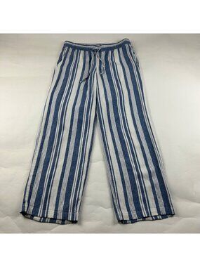 Old Navy Blue Striped Linen Blend Relaxed Leg Lounge Pant S